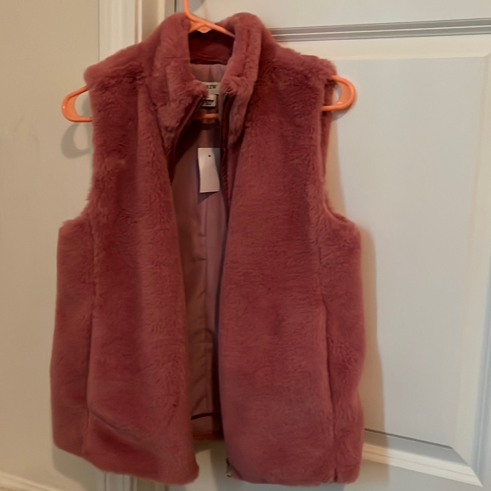 J crew pink fur vest